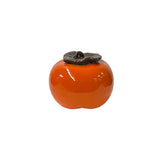 Chinese Orange Ceramic Small Persimmon Shape Display Lid Container ws3580S
