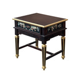 Vintage Chinese Rectangular Color Stone Flower Inlay Accent Side Table ws3583S