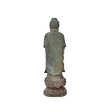 Vintage Rustic Wood Anjali Mudra Standing Buddha Amitabha Shakyamuni Statue ws3589S