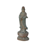 Vintage Rustic Wood Apana Mudra Standing Bodhisattva Guan Yin Statue ws3593