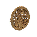Small Round Wave Edge Flower Butterfly Motif Wood Wall Panel Plaque ws3607S