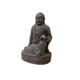 12" Iron Rustic Sitting Lohon Monk Study Reading Meditation Statue ws3621S