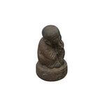 Oriental Gray Stone Little Lohon Monk Covering Mouth Statue ws3633S