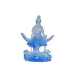 Chinese Blue Crystal Glass Bodhisattva Sitting on Wave Statue ws3640S
