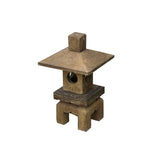 Chinese Gray Brown Square Top Pagoda Shape Garden Stone Lantern ws3646S