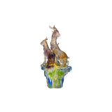 Purple Crystal Glass 3 Rams SanYang Kaitai on Mountain Display Figure ws3651S