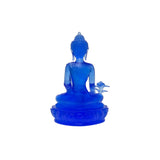 Blue Crystal Glass Lotus Cross Leg Meditation Sitting Medicine Buddha ws3654S