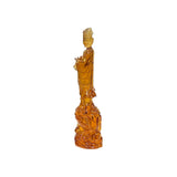 Orange Crystal Glass Standing Ru Yi Bodhisattva Kwan Yin Statue ws3661S