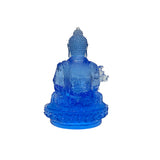 4.75" Blue Crystal Glass Lotus Cross Leg Medicine Amitabha Shakyamuni Buddha ws3666S