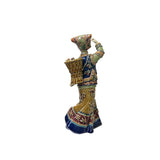 Chinese Porcelain Qing Style Dressing Tribal Basket Lady Figure ws3715S