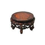 8" Chinese Brown Wood Round Table Top Vase Stand Display Easel ws3730S