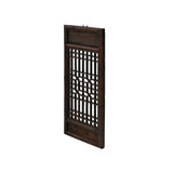 Chinese Vintage Restored Wood Geometric Pattern Brown Wall Hanging Art ws3750S