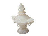 Chinese White Stone Carved Oriental Dragon Incense Burner Holder Display ws3757S