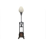 Vintage Chinese Brown Wood Floor Lamp Flower Vase Carving Base ws3765S