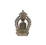 Vintage Pewter Copper Color Metal Sitting Amitabha Buddha Statue ws3785S