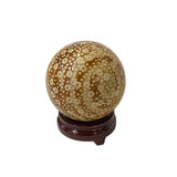 Tan Beige Brown Mix Color Dots Floral Porcelain Round Ball Display Art ws3802S