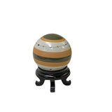 Tan Beige Olive Mix Color Stripe Pattern Porcelain Round Ball Display Art ws3804S