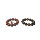 Set of 2 Brown Wood / Amber Resin Beads Hand Rosary Praying Bracelet ws3819S