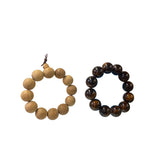 2 Light Brown Wood / Amber Resin Beads Hand Rosary Praying Bracelet ws3824S
