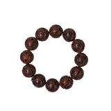 Reddish Brown Wood Floral Carving Beads Hand Rosary Praying Bracelet ws3825S
