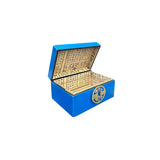 Large Oriental Round Hardware Bright Blue Rectangular Container Box ws3836CS
