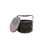 Large Vintage Oriental Handmade Brown Rattan Stack Basket with Handle ws3839S