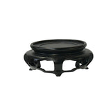 5" Chinese Black Wood Round Legs Table Top Stand Display Easel Riser ws3983S