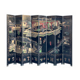 Vintage Chinese Coromandel Lacquer Court House Theme 8 Panel Screen ws4291S