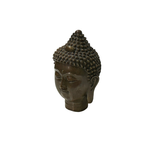 Vintage Chinese Brown Bronze Color Metal Buddha Head Figure ws4332S