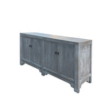 Distressed Bleached White Wash Rough Wood Credenza Console Cabinet ws4359S