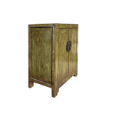 Distressed Olive Green MoonFace 2 Doors End Table Nightstand Cabinet ws4427S