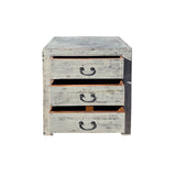 Distressed Pale Gray Marks 3 Drawers End Table Nightstand ws4439S