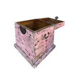 Distressed Pastel Pink Square Moon Face Wood Trunk Box ws4445S