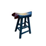 Sharp Blue Red Fish Shape Seat Top Wood Tall Bench Stool ws4486S
