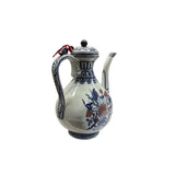 Chinese Blue White Wine Jar Shape Floral Graphic Porcelain Art ws4500S