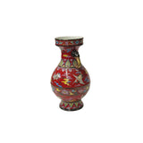 Oriental Red Elephant Heads Cranes Flower Graphic Small Porcelain Art Vase ws4506S