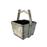 Vintage Rustic Off White Square With Handle Wood Bucket ws4511S