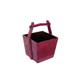 Vintage Rustic Hot Pink Red Square With Handle Wood Bucket ws4512S
