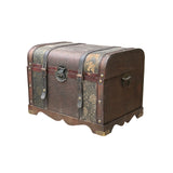 Vintage Weathered Patina Treasure Chest Shape Wood Trunk Box ws4528S