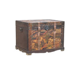 Vintage Weathered Patina Treasure Chest Shape Wood Trunk Box ws4534S