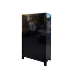 Distressed Black Rough Marks Moon Face Armoire Storage Cabinet ws4546S