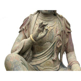 Vintage Chinese Cross Legs Guan Yin Bodhisattva Wood Statue ws4557S