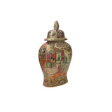 Vintage Chinese Famille Rose Scenery Flat Jar Shape Porcelain Art ws4558S