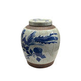 Orient Off White Crackle Blue Floral Phoenix Pattern Ceramic Ginger Jar ws4564S