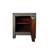 Oriental Distressed Medium Gray 1 Door End Table Nightstand Chest ws4567S