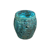 Green Teal Turquoise Swirl Cloud Pattern Round Ceramic Stool Table ws4577S