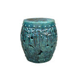 Green Teal Turquoise Swirl Cloud Pattern Round Ceramic Stool Table ws4578S