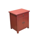 Chinese Distressed Brick Red Simple Drawer End Table Nightstand ws4580S