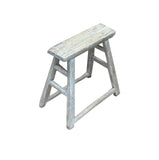Rustic Raw Rough Wood Grain Rectangle Slim Stool Bench Side Table ws4591S #5