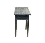 Distressed Rough Grain Fade Black Rectangular Pedestal Foyer Side Table ws4598S